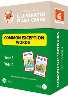 Common Exception Words Flash Cards: Year 3 and Year 4 Words - Perfect for Home Learning - with 106 Colourful Illustrations (Foxton's Illustrated Flash Cards)