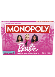 Monopoly: Barbie Edition Board Game, Property-Trading Game with Barbie Tokens, Cards & Locations, 2–6 Players, Ages 8+, Quick to Learn, Perfect Game For Families That Love Classic Games