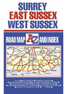 Surrey, E Sussex and W Sussex Road Map (A-Z Road Maps & Atlases)
