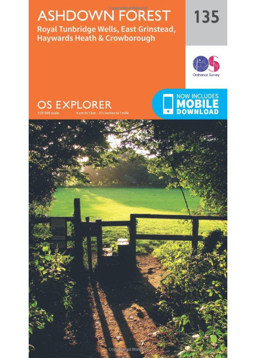 Ashdown Forest Map | Royal Tunbridge Wells, East Grinstead, Haywards Heath & Crowborough | Ordnance Survey | OS Explorer Map 135 | England | Walks | Hiking | Maps | Adventure