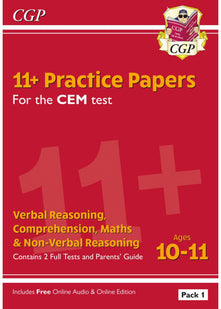 11+ CEM Practice Papers: Ages 10-11 - Pack 1 (with Parents' Guide & Online Edition): for the 2026 tests (CGP CEM 11+ Ages 10-11)