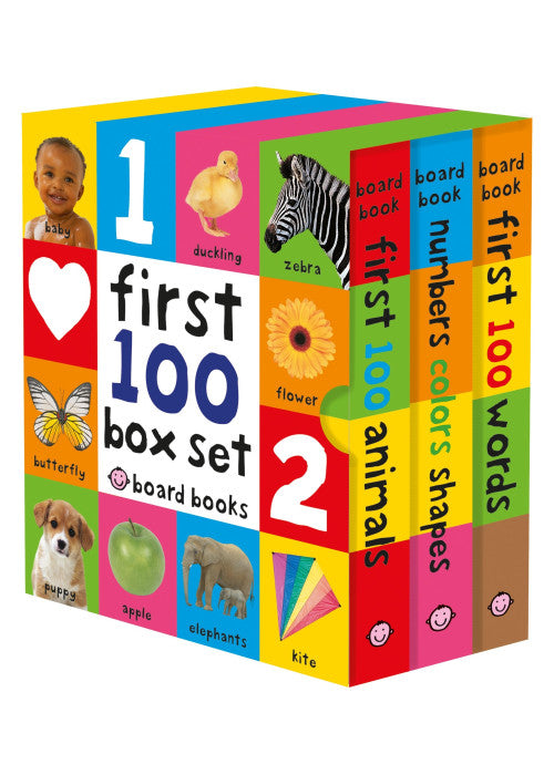 First 100 Board Book Box Set (3 Books): First 100 Words / Numbers Colors Shapes / First 100 Animals